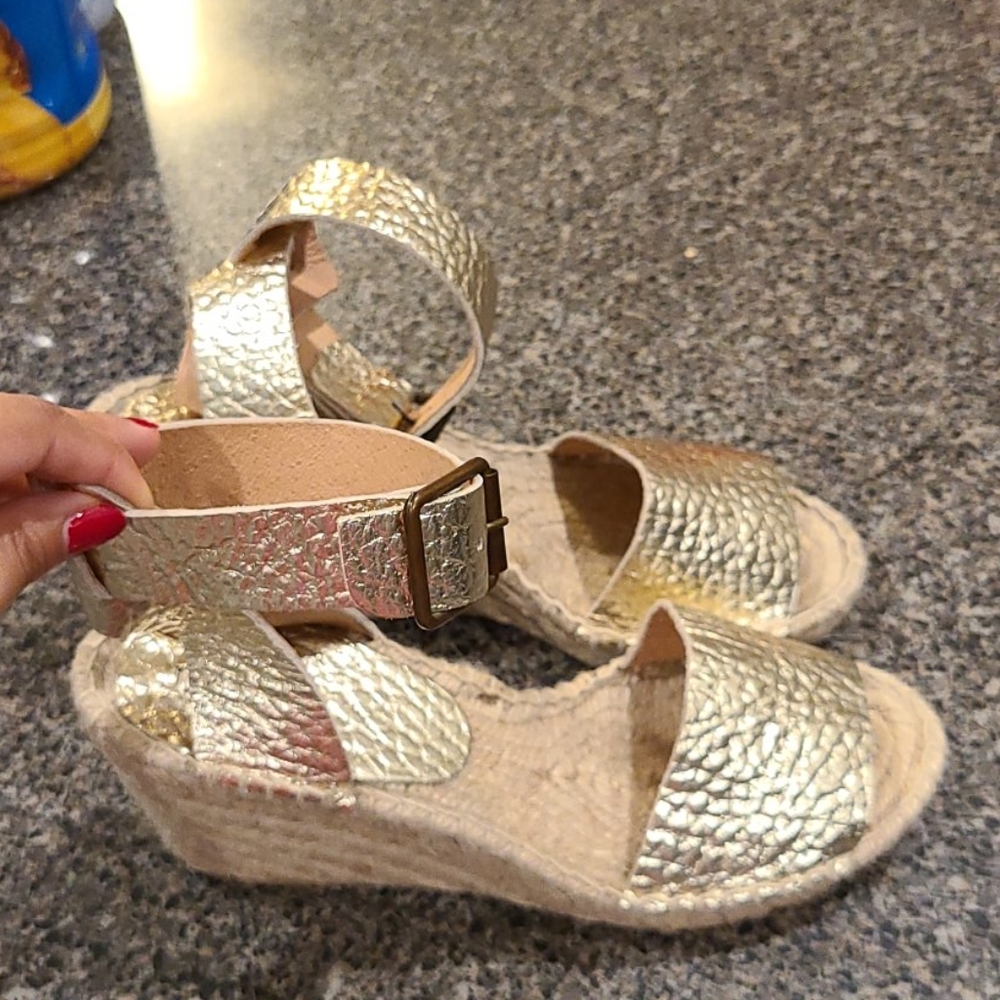 J.crew Gold Leather Espedrilles